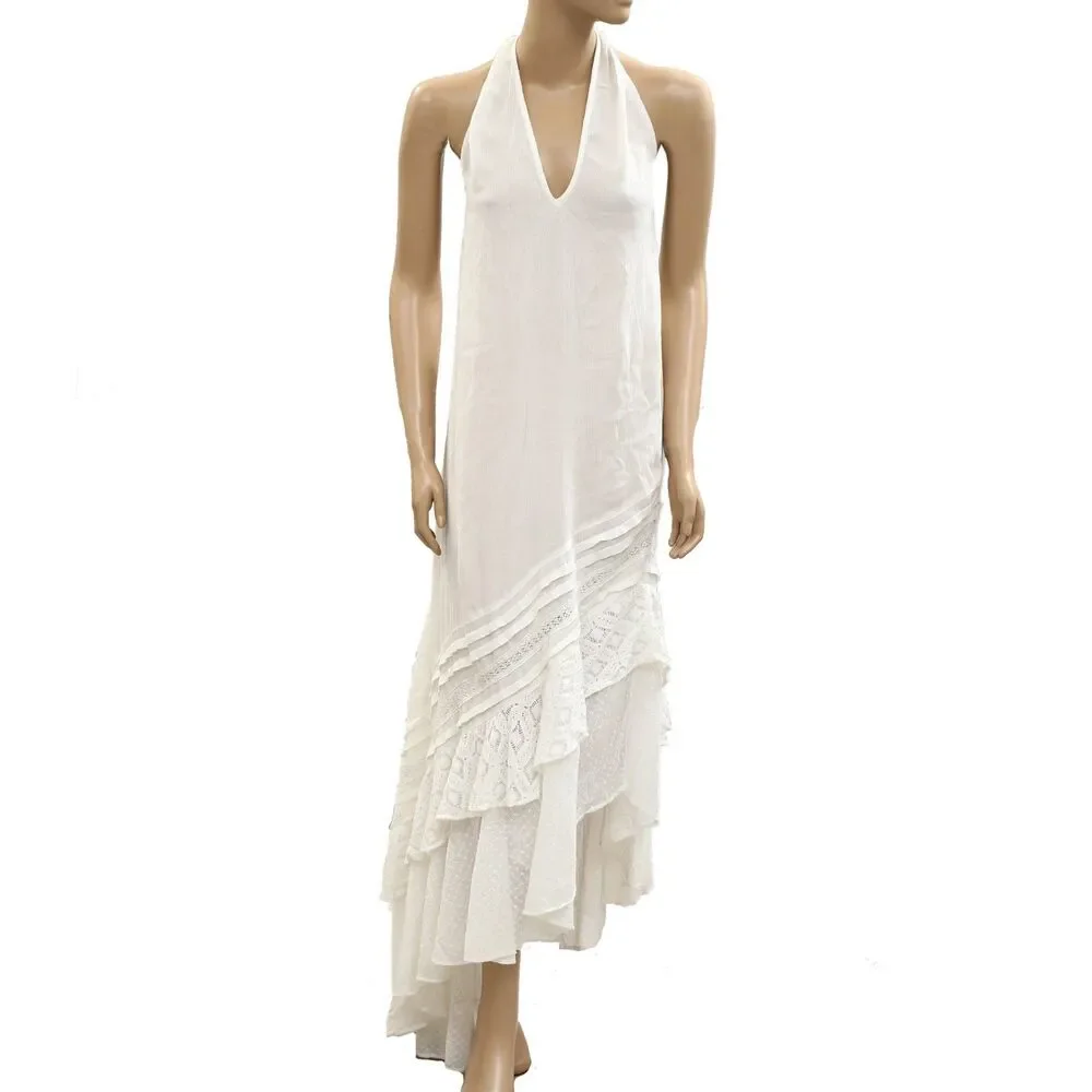 Free People Free Est Slice Of Heaven Halter Midi Dress Ruffle Tiered S 285221